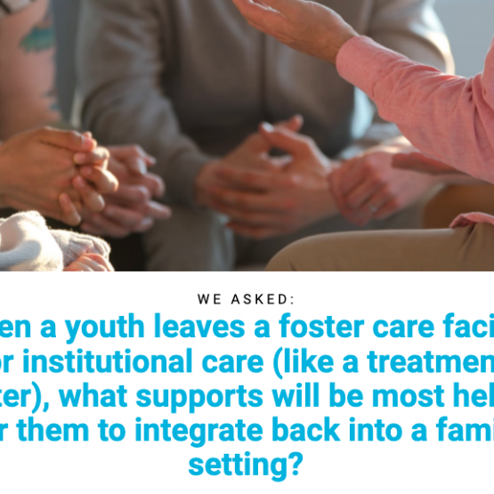 images shows text that reads: what supports will be most helpful for youth to integrate back into a 