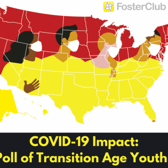 image shows text: COVID-19 Impact:Poll of transition age youth FosterClub logo